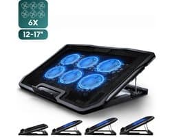 JMP Goods® Universele Laptop Cooler - 12" - 17 Inch - Verstelbaar - 5 Ventilators - Laptop Koeler - Cooling Pad