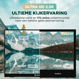 Remodius® Portable Monitor 16 Inch 2.5K – Ultralicht en Superdun Draagbaar Extra Scherm voor Laptop met Ingebouwde Kick-Stand – USB-C & HDMI – Plug & Play — thumbnail 2
