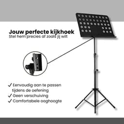 Muziekstandaard Inklapbaar & Verstelbaar - Zwart - 145 cm - Bladmuziek houder - Lessenaar voor Bladmuziek — thumbnail 5