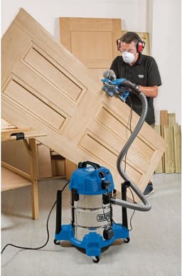 Nat-Droog Stofzuiger - Waterstofzuiger Werkplaatsstofzuiger - Werkplaats Reinigen - Geïntegreerd Stopcontact - 30 Liter - Blauw — thumbnail 5