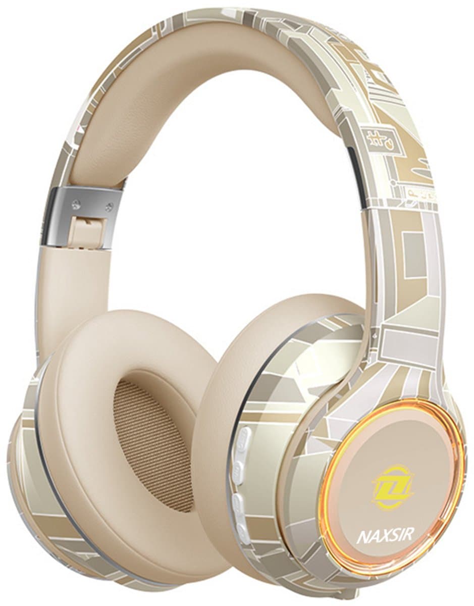 NAXSIR Over-Ear Bluetooth-hoofdtelefoon met RGB-verlichting, kaartlezer, ruisonderdrukking, Bluetooth 5.3, draadloze hoofdtelefoon — afbeelding 1