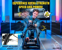 DoneMore® - Racing simulator cockpit - sim racing stoel met stuurstandaard - verstelbaar en opvouwbaar - met luidsprekers - zwart — thumbnail 3