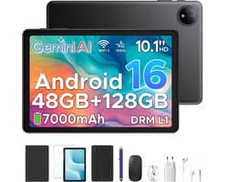 Aorlym P10 TAB - Tablet - 10,1 inch HD 90 Hz IPS - Android 16 - 48 GB RAM (8+40 GB) + 128 GB ROM - 7000 mAh - Dubbele luidsprekers - Volledige accessoirebundel met toetsenbord en stylus