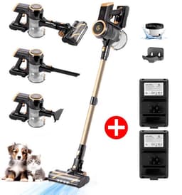AG4200 Steelstofzuiger Draadloos – 2 Accu’s – 90 Min Stofzuigen – Krachtige Stofzuiger Zonder Zak – Geschikt voor Dierenharen – 2-in-1 Kruimeldief – Compact & Lichtgewicht – Platinum Gold — thumbnail 1