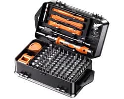 117-in-1 Precisie Schroevendraaierset Oranje – Mini Reparatie Gereedschapset voor Laptop, MacBook, Telefoon & Brillen