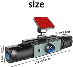Dashcam met vier camera's – voor- en ingebouwde lenzen, links en rechts draaibare lenzen, 3,16-inch IPS-scherm, infrarood nachtzicht, 170° groothoeklens, loopopname, zwaartekrachtsensor, 24-uurs parkeerbewaking (versie zonder geheugenkaart) — thumbnail 3