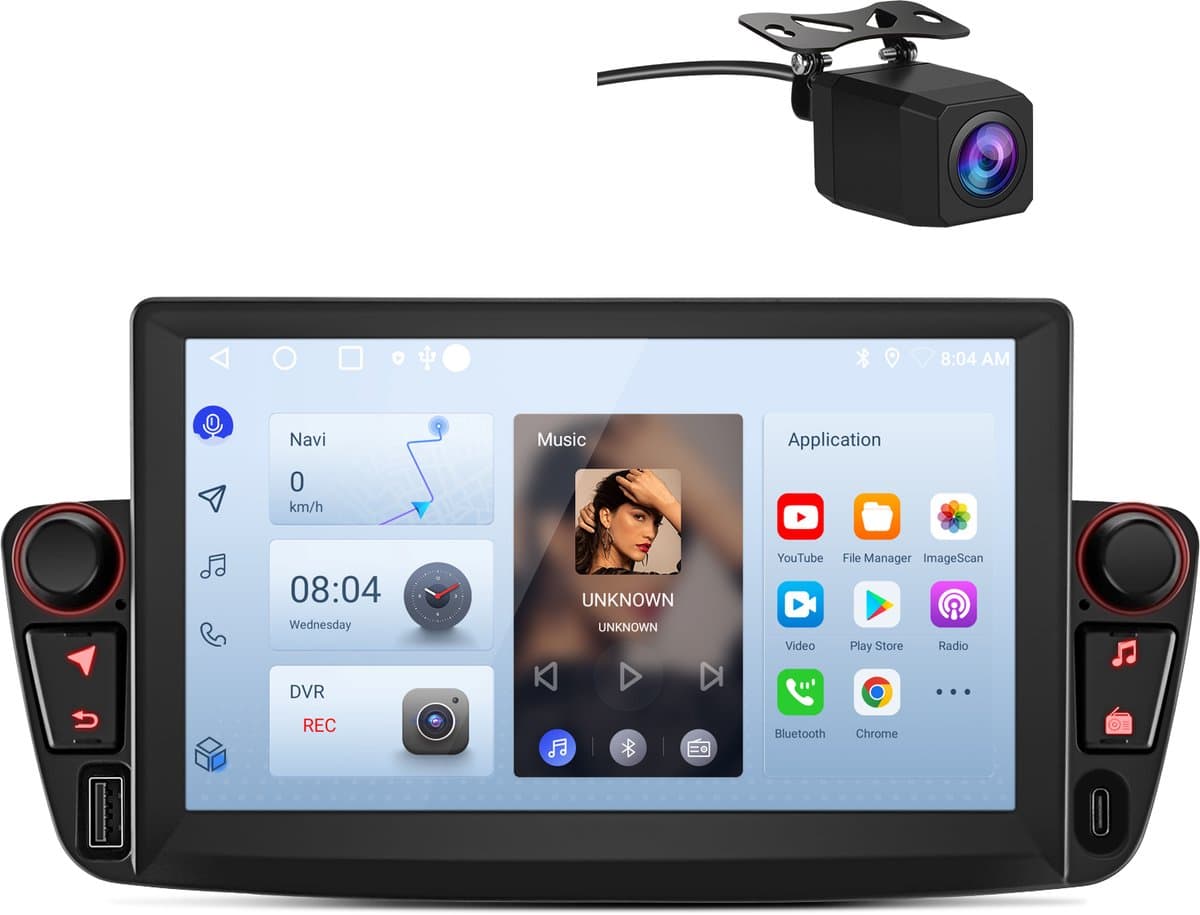 JUNSUN Android 15 Autoradio Geschikt voor Peugot 107 Citroen C1 Toyota Aygo - Draadloos CarPlay & Android Auto - Bluetooth - 7 Inch Touchscreen - Navigatiesysteem - Stuurwielbediening - WiFi - RDS - USB — afbeelding 1