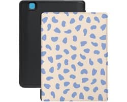 Lunso Geschikt voor Kobo Aura H20 Edition 2 hoesje (6.8 inch) - Vegan Saffiano Leren Sleep Cover - Azure Pebble - (niet voor de Kobo Aura edition 2)