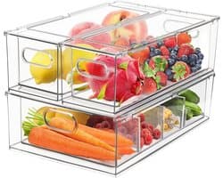 Stapelbare Koelkast Organizer Ladeset 3-delig met Handgreep