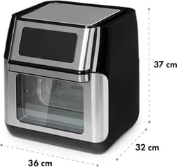 Aurixi® Mini Airfryer - Heteluchtfriteuse - Friteuse - 3D Verwarmingssysteem - Zilver en Zwart - ‎32cm x 36cm x 37cm — thumbnail 2