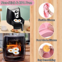Eierpan Voor Air Fryer - Siliconen Muffin Tray - 2 Stuks Accessoires Met 3 Holte - Non Stick Pannenkoek Pan - Gebakken Ei Pan Voor Bakken en Koken — thumbnail 2