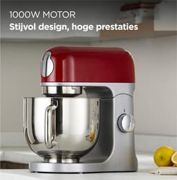 Aurixi® Mixer met Mengkom - Keukenmachine - Kneedmachine- Rood- 39cm x 24cm x 36cm — thumbnail 2