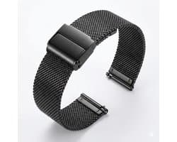 Zwart horloge bandje Geschikt voor serie samsung galaxy watch 7 / 6 / 5 / 5 pro / 4 / FE / ACTIVE / ACTIVE 2 dames heren metaal mesh smartwatch band Milanese stijl geschikt voor 20 mm horloges – verstelbare metalen sluiting