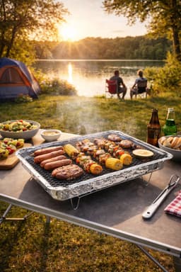 XXL Wegwerp Barbecue – 48 x 31 cm – Inclusief Briketten en Standaard – Wegwerp BBQ – Tafel BBQ voor Camping of Picknick – Houtskoolbarbecues – Zilver — thumbnail 4