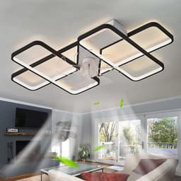 LED Plafondlamp met Ventilator Dimbaar 35 Inch - 6 Versnellingen, Omkeerbaar, APP & Afstandsbediening - Modern voor Woonkamer en Slaapkamer — thumbnail 2
