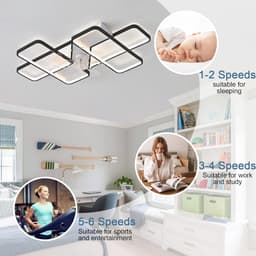 LED Plafondlamp met Ventilator Dimbaar 35 Inch - 6 Versnellingen, Omkeerbaar, APP & Afstandsbediening - Modern voor Woonkamer en Slaapkamer — thumbnail 3