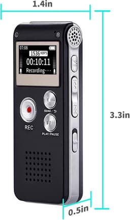 Digitale Spraakrecorder 64GB - USB Oplaadbaar - Met Afspeling - Geüpgradeerd Kleine Dictafoon - Lesopname Apparaat - Cassettespeler - Spraakregistratie Tool - Ideaal voor Colleges - Zakenvergaderingen - Studeren - Notulen Opnemen — thumbnail 3