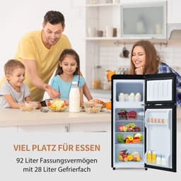 Zubaliyazwart Retro Koelkast - Mini Tweekamerkoelkast 92 Liter Met Vriesvak - Energieklasse D - Stille Bijkeuken Koelkast — thumbnail 3