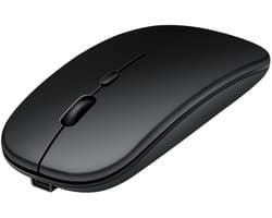 Draadloze muis, oplaadbare, draagbare en stille muis, voorzien van USB- en Type-C-ontvangers, dual-mode draadloze muis, slanke reismuis, geschikt voor MacBook Air, laptops, Mac, MacBook, Chromebook, pc, zwart.