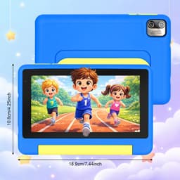 Kindertablet 7 inch - 128GB (64GB+64GB) + 8GB RAM - Tablet Inclusief Beschermhoes en 64GB SD-kaart - Ouderlijk Toezicht & Lange Batterijduur - Blauw — thumbnail 7