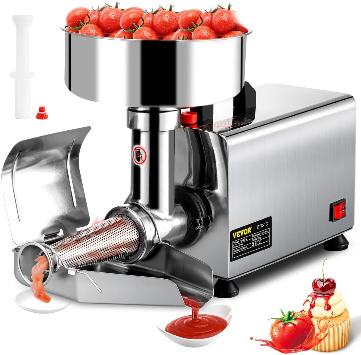 Cellista Elektrische Tomatenzeef - tomaten pureerder - tomaat - 370W - 90-160 kg/u Capaciteit - RVS 304 - Commerciële Kwaliteit - tomatenpasser - voedselzeef - passeermachine — afbeelding 1