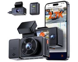 VANTRUE E3 3-kanaals 2.7K WiFi-dashcam – met GPS, spraakbesturing, STARVIS-sensor, infrarood nachtzicht, 24-uurs gebufferde parkeermodus, 3-weg opname (1944P + 1080P + 1080P) voor en achter, ondersteunt max. 512GB