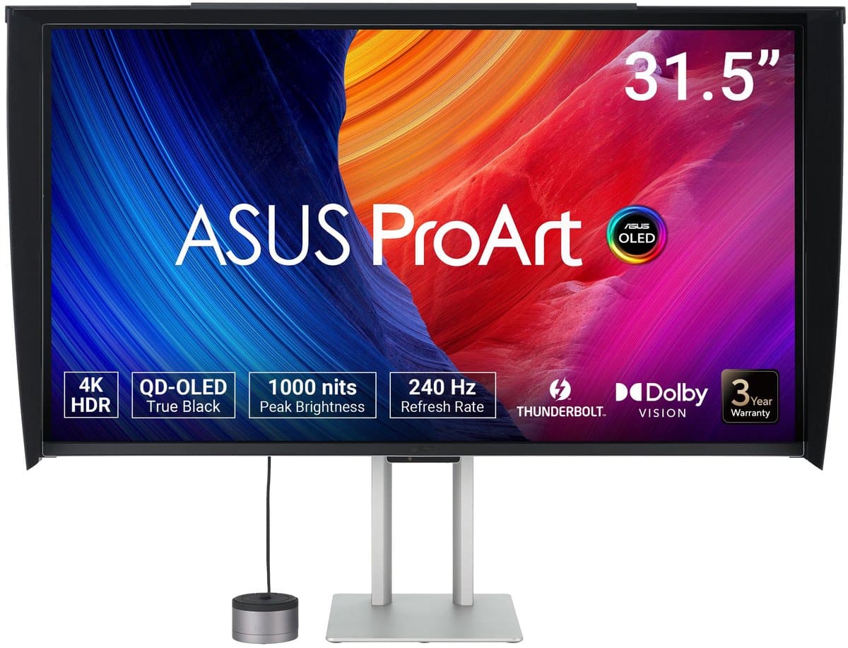 ASUS ProArt Display OLED PA32UCDMR-K - Professional Monitor - 4K UHD - QD-OLED - USB-C 96W Power Delivery - ProArt CaliContrO MCA02 3-in-1 Colorimeter - 240Hz - 0.1ms - 32 Inch — afbeelding 1