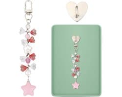 E-Reader Bedelketting met Hartvormige Haak Roze Ster Ontwerp voor Kindle en Mobiele Telefoon