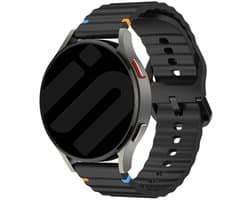 Horlogebandje - Smartwatch bandje - Watchband - Geschikt voor Samsung Galaxy Watch 7 (40 & 44mm) / 6 Classic (43 & 47mm) / 5 (Pro) / 4 (Classic) / FE - Siliconen Wave - Zwart - Jonyx