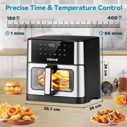 Grote Heteluchtfriteuse met 5 Functies en Antiaanbaklaag Mand — thumbnail 3