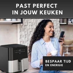 SNJY® Airfryer XXL - Airfryer Dubbel - Heteluchtfriteuse - Airfryer Dubbele Mand - 1450 Watt - Zwart/RVS — thumbnail 4