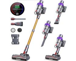 Rolu Steelstofzuiger – Steelstofzuiger Draadloos – Extreem Krachtig – 48 Kpa – Gebruik Tot 55 Minuten – HEPA Filter – 1.5 Liter Stofreservoir – 3 Standen