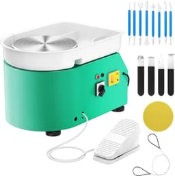 Elektrische pottenbakkersmachine - Keramiek wiel - Kunst maken - Krachtige 350W motor - 25 cm schijf - Groen — thumbnail 1
