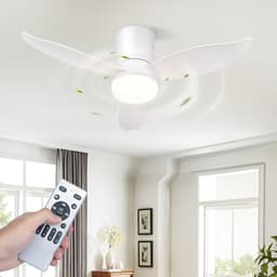 NETTLIFE Plafondventilator met Verlichting - 3 Bladen - Stil - Wit - Dimbaar - 6 Snelheden - Met Afstandsbediening - Voor Slaapkamer & Keuker — thumbnail 1