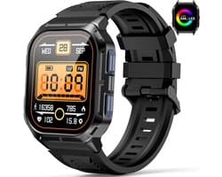 Sytifro Smartwatch D28 - Outdoorhorloges - 1.46'' Display - Smartwatch Heren en Dames - Belfunctie - IP68 Waterdicht - 120+ sportmodi - Stappenteller - Hartslagmeter - Saturatiemeter - Sport Horloge - Geschikt voor iOS/Android- 350 mAh - Zwart
