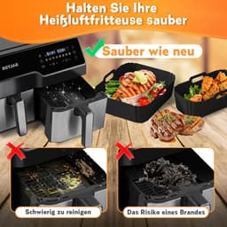 Airfryer Accessoires Set 28-delig – Geschikt voor Tefal EY9018 Dual Easy Fry, Tower T17099, Salter EK5729 – Dual Basket 3,1L & 5,2L – Inclusief Siliconen Bakvormen & Spiesen — thumbnail 4