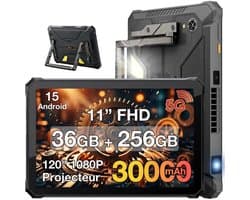 Blackview Active 12 Pro Rugged Tablet - 36 GB RAM 256 GB ROM - 11 inch - 30000 mAh 120W - IP68/IP69K Outdoor Tablet - 108 MP Camera - Android 15 - Dual SIM 5G - Wifi6 - Zwart