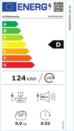 【Mega Vakantiegeld Deal】LG RH90V5AV6N 9kg Warmtepomp Droger Wit | Eco Hybrid™ | Allergy Care™ | Zelfreinigende condensor — thumbnail 2