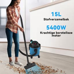 Nat-Droog Stofzuiger met Motor Technologie, 15L, Telescoopslang, blauw, voor Auto, Garage, Werkplaats, Huisdierenharen — thumbnail 5