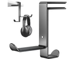 2 stuks Hoofdtelefoonhouder, multifunctionele hoofdtelefoonstandaard met kabelorganizer, headsetstandaard, instelbaar, hoofdtelefoonhouder voor alle Bluetooth gaming headset, hoofdtelefoon kinderen,zwart