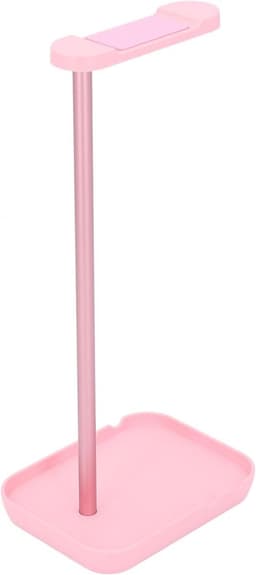hoofdtelefoonstand Stand niet -slip bodem gaming headset houder hanger mount geschikt voor alle maten ideaal voor slaapkamer kantooropnamestudio met ABS aluminium (Roze) — thumbnail 1