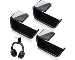 3 stuks headset-houder, tafel, hoofdtelefoonhouder, universele koptelefoonhouder, wandhouder, hoofdtelefoonhouder met sterk plakband voor apparaten, bureau (zwart)
