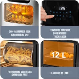Aurixi® Heteluchtoven - Oven - Airfryer Oven - Zilver- 38cm x 33cm x 37cm — thumbnail 4