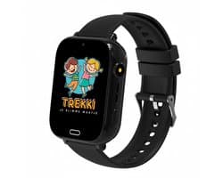 TREKKI® GPS Kinder Smartwatch ZWART – Kindersmartwatch met Bellen & Videobellen – SOS Knop – GPS Tracker – Kinderhorloge