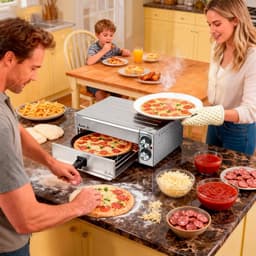 Elektrische Pizzaoven en Heteluchtfriteuse (Airfryer) - RVS, 1800W, Timer & Temperatuur Instelbaar — thumbnail 2