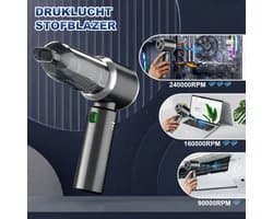 Thuys - Draadloze 2-in-1 Handstofzuiger & Stofblazer – 28.000 Pa – Accu – 3 Standen – Persluchtfunctie voor Auto, PC & Huis