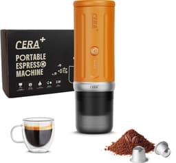 Cerapresso draagbare espressomachine - 3e gen 13500 mAh batterij - tot 8 kopjes zonder opladen - 150s tot 96°C - cups en gemalen koffie - dubbele espresso - draagbare koffiemachine - koffiemaker - reis & camping koffiezetapparaat 12 volt - CERA+ — thumbnail 4