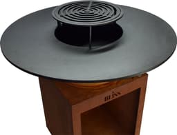 BLISS Plancha Cortenstaal Ø72 cm - Grote BBQ- Extra dik cortenstaal - 16 mm kookplaat - Vuurschaal - Buitenkoken - Houtopslag — thumbnail 5