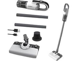 Draadloze stofzuiger, 80W zuigkracht, 60 minuten gebruiksduur, ZeroTangle-borstel, PureCyclone-technologie, steelstofzuiger voor dierenharen, tapijt en harde vloeren.