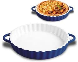 Ynkkvre - Ronde Ovenschaal - Keramiek - Voor Taart En Quiche - 1 Stuk - Geschikt Voor Oven En Airfryer Lichtblauw
